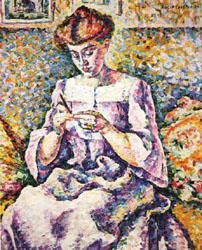 Lucie Cousturier Woman Crocheting France oil painting art